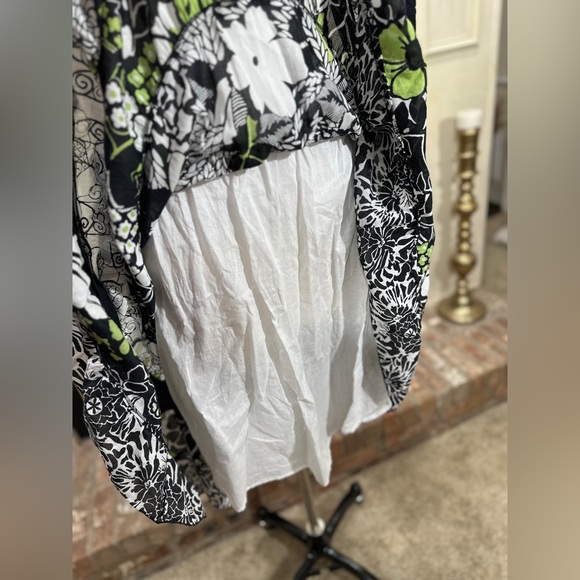 Sangria Dress 14 White Green Floral Maxi Boho Cottagecore - Picture 8 of 12